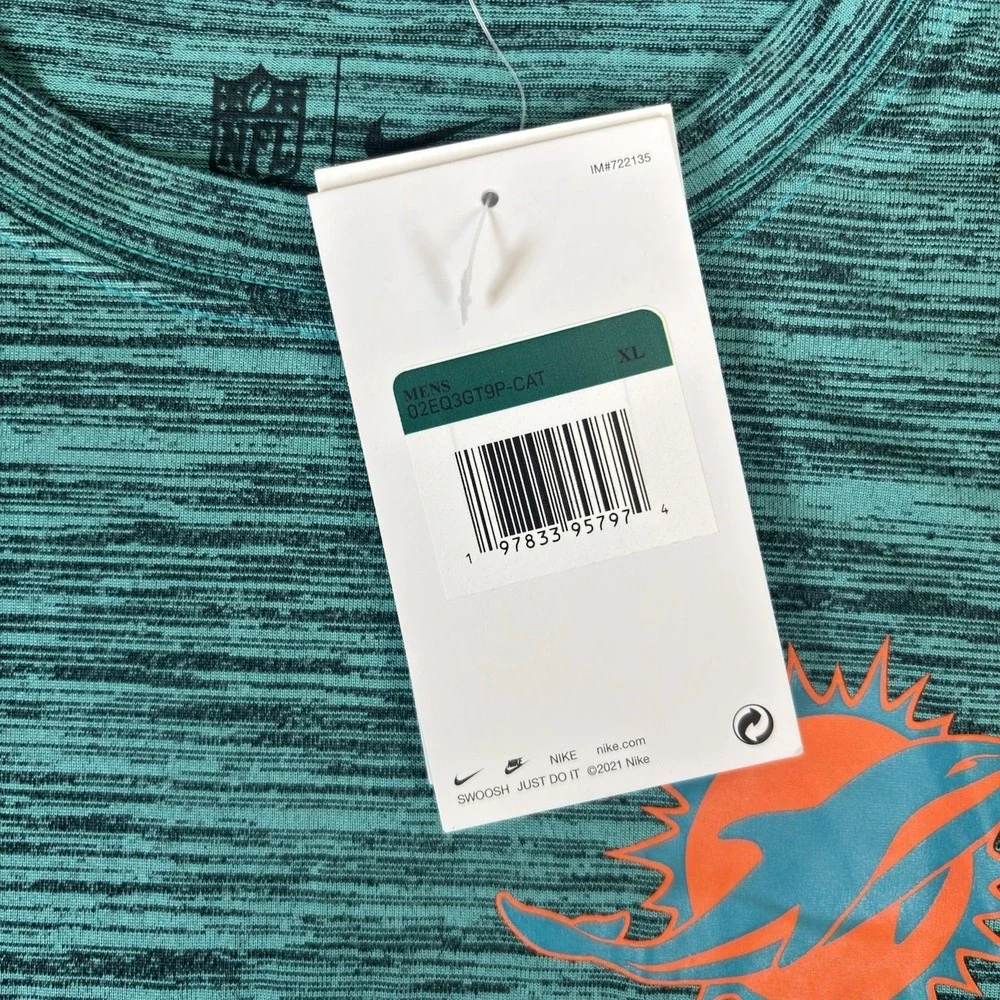 NWT Miami Dolphins Nike Dri Fit The Tee NFL On Field Apparel Long Sleeve Mens XL